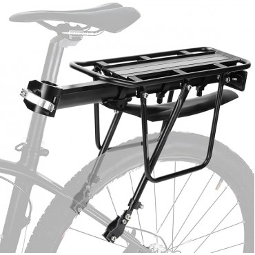 Rear Bike Rack, 110 LB Capacity Quick Release Bike Cargo Racks with Mudguard and Reflective, Adjustable Aluminum Alloy Ebike Carrier Rack for 26"-29" Frames